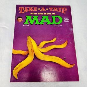 Mad Magazine Issue #116 January 1968 Take A Trip‎ Hippie Banana Norman Mingo Art